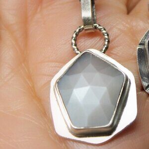 Grey Rose Cut Moonstone Sterling Silver Necklace